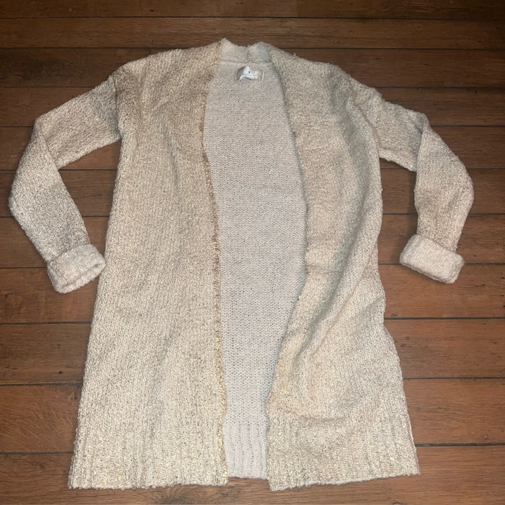 Anthropologie Ruby Moon Cardigan Sweater Cream & Gold XS